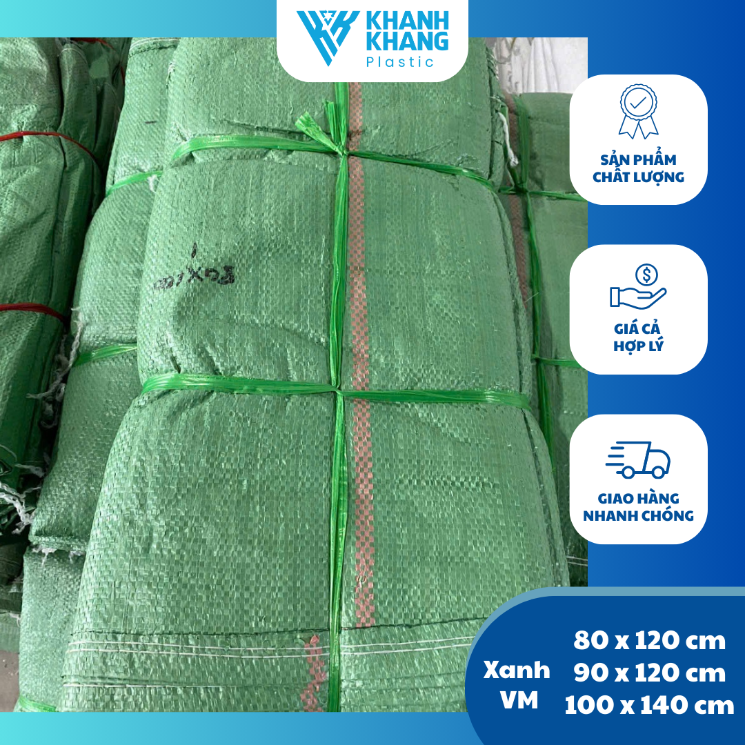 Bao tải xanh dày, viền miệng