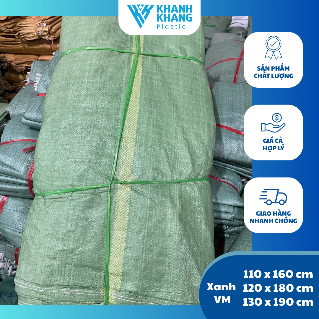Bao tải xanh dày, viền miệng (KT lớn)